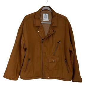 Urban Outfitters Men’s Brown Oversized Quilted Tencel Moto Jacket Size M
